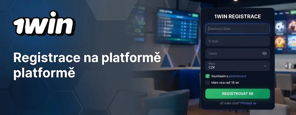 Registrační formulář na platformě 1win